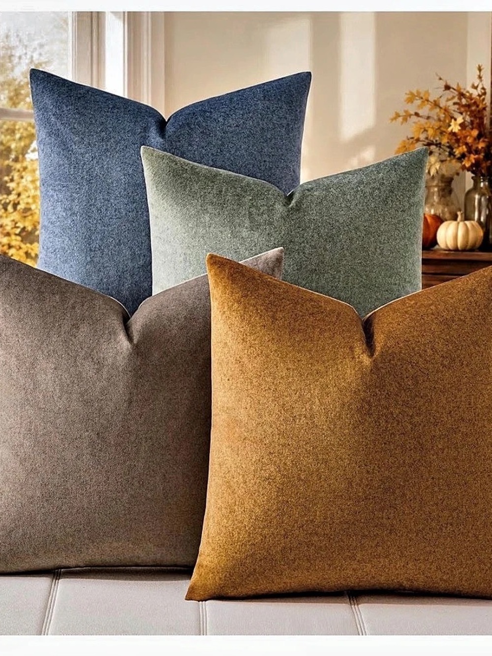 Cashmere-Like Accent Pillow Covers in Brown & Blue